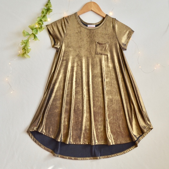 LuLaRoe Other - Lularoe Elegant gold metallic foil dress girls 8
